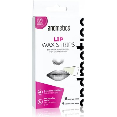 andmetics Depilační pásky na horní ret pro ženy (Lip Wax Strips For Women) 8 ks + 4 ubrousky