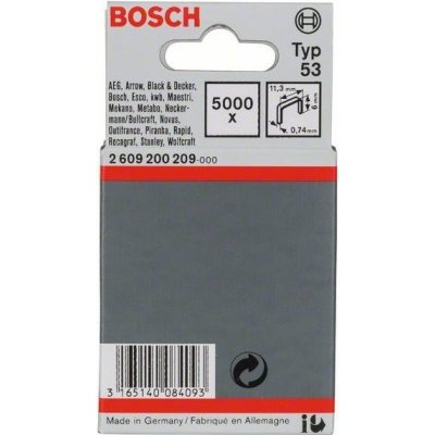 Sponky do sponkovaček Bosch PTK 3,6 LI, PTK 14 E Duotac, HT 8, HT 14, HMT 53 a HMT 57 - 6x11.4x0.74mm, 5000ks, typ 53 (2609200209)
