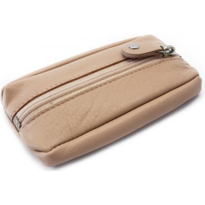 Klíčenka Béžová kožená se zipovou kapsou 619 2418 82 – Zboží Mobilmania