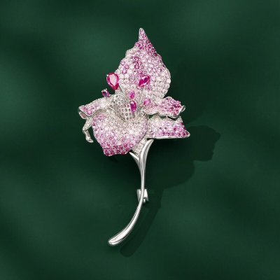 Éternelle Luxusní brož ve tvaru květiny s růžovými zirkony Regína B8175-XZ0159-1B – Zboží Dáma