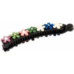 Biju Spona do vlasů - skřipec, dlouhý s barevnými květinami, černé barvy 8000414 – Zboží Dáma