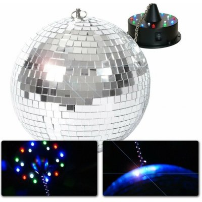 BeamZ Zrcadlová koule 30cm Set s motorkem s LED osvětlením – Hledejceny.cz