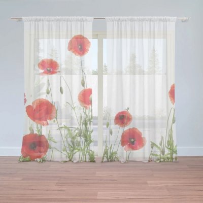 Sablio Záclony Vlčí máky: 2ks 150x250cm – Hledejceny.cz