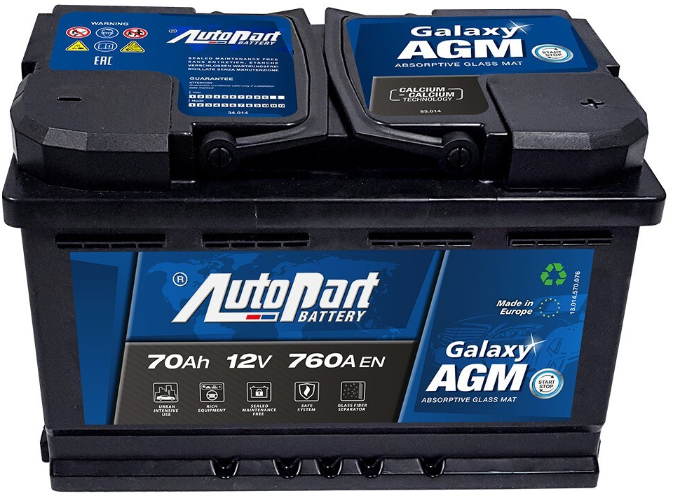 AutoPart Galaxy AGM 12V 70Ah 760A