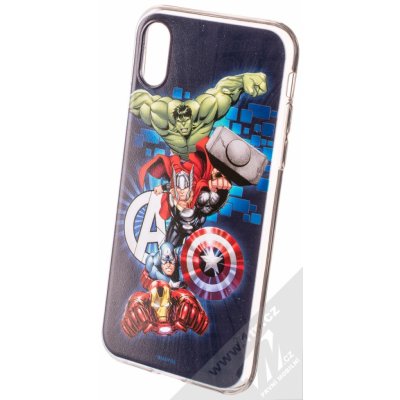 Pouzdro Marvel Avengers 001 TPU ochranné silikonové s motivem Apple iPhone X iPhone XS tmavě modré