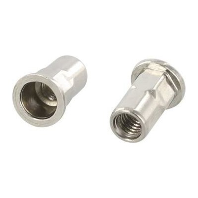 Nýtovací matice plochá hlava M5x13.5, šestihranná otevřená, nerez A2 (250 ks) – Zboží Mobilmania