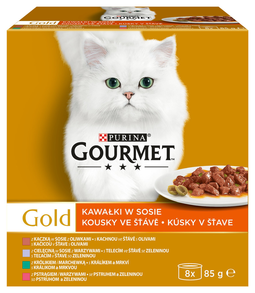 Gourmet Gold Mltp kočka kousky ve šť.zelen.8 x 85 g