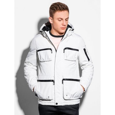 Ombre Clothing pánská zimní prošívaná bunda Bohater C450 bílá – Zboží Mobilmania