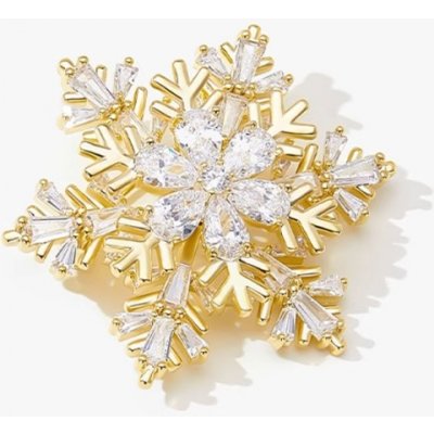 Éternelle Luxusní brož se zirkony ve tvaru Sněhové vločky B7352-Z-116 Zlatá – Zboží Dáma