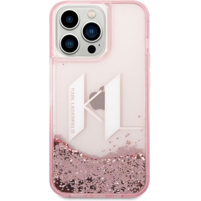 Pouzdro Karl Lagerfeld Liquid Glitter Big KL Logo iPhone 14 růžové – Zboží Mobilmania