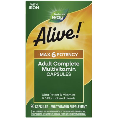 Natures Way Alive! Max6 Max Potency Daily Multivitamin 90 kapslí – Hledejceny.cz