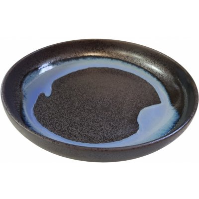 MIJ Jídelní talíř BLUE BLUR 22 cm vysoký okraj modrá keramika