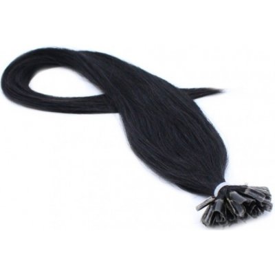 60cm 100% lidské vlasy pro metodu keratin 0,7g/pramen černá – Zboží Dáma