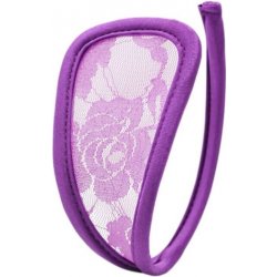 STD Invisible Strapless C-String Transparent Floral Lace Purple