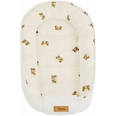 Flumi hnízdečko pro miminko, oboustranné, bavlna a velvet, světlé krémové + medvídci – Hledejceny.cz