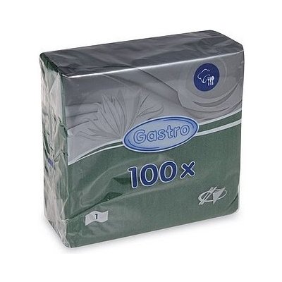 Gastro ubrousky papírové 1V 100 ks tmavě zelené 33x33cm