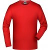 Pánské Tričko James Nicholson pánské elastické triko s dlouhým rukávem Červená