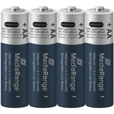 MediaRange nabíjecí USB-C 1400 mAh 4ks MRBAT161 – Zboží Živě