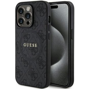 Guess Fixed Glitter 4G Metal Logo Apple iPhone 15 Pro černé