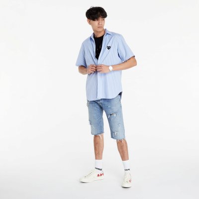 Comme des Garçons Play Black Heart Striped shirt Blue/ white