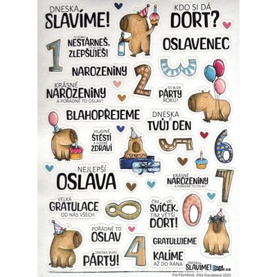 HuráPapír Samolepky A5 - Dneska slavíme! Kapybara – Sleviste.cz