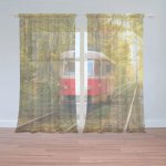 Sablio Záclony Červená tramvaj v lese: 2ks 150x250cm – Hledejceny.cz