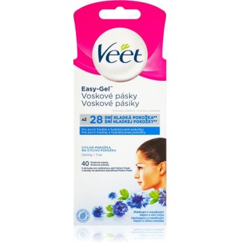Veet Easy-Gel Obličej depilační voskové pásky pro citlivou pokožku 40 ks