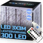 Vipelectro Světelný závěs 3x3m 300 LED s ovladačem na USB Studená bílá – Hledejceny.cz
