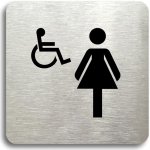 Accept Piktogram "WC ženy, invalidé" (80 × 80 mm) (stříbrná tabulka - černý tisk bez rámečku) – Zboží Mobilmania