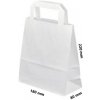 Papírová taška ploché ucho 180x80x220 mm nosnost 5 kg cena za: Svazek 25 ks tašek, Barva: Bílá