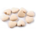 Dřevěné korálky nelakované srdce Ø20 mm Balení: 10 ks, Varianta: přírodní sv. – Zboží Dáma