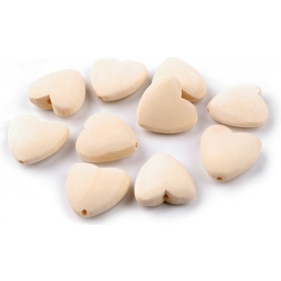 Dřevěné korálky nelakované srdce Ø20 mm Balení: 10 ks, Varianta: přírodní sv. – Zboží Dáma
