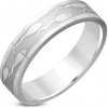 Prsteny Šperky eshop ocelový prsten – lesklý povrch vyryté motivy pulců J2.17