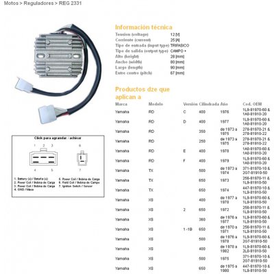 DZE regulátor napětí YAMAHA TX 650 73-74; XS 360 76-77; XS 400 78-82; XS 650 70-72 (447-81970-10-00) (ESR350) | Zboží Auto