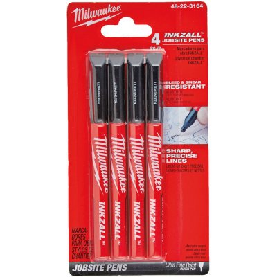 Milwaukee 48-22-3164 INKZALL Black Ultra Fine Point Pen, 4-Pack