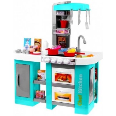 iMex Toys Velká dětská kuchyňka s tekoucí vodou a lednicí tyrkysová – Zboží Mobilmania
