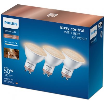 Philips Chytrá žárovka Smart LED 4,7 W, GU10, Tunable White, 3 ks