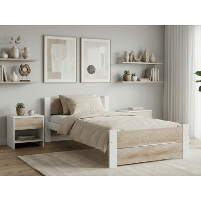 Textilomanie Ikaros Double bílá / dub sonoma s matrací Coco Maxi 20 cm – Sleviste.cz