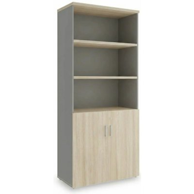 Rauman Vysoká skříň SimpleOffice 80 x 40 x 180 cm dub světlý / šedá – Hledejceny.cz