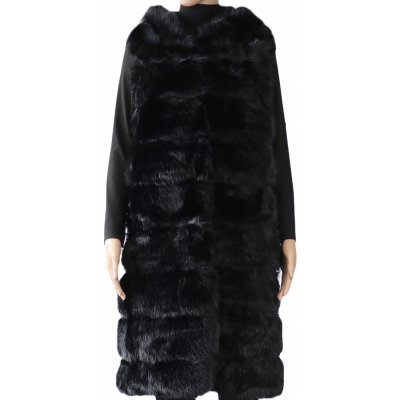 Biju dámská dlouhá vesta s kapucí z umělé kožešiny Y2388-2 černé
