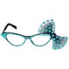 Párty brýle funny fashion Retro brýle s mašličkou - tyrkysové