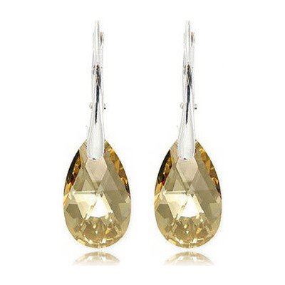 Swarovski Elements Pear krystal stříbrné visací zlaté slzičky kapky 39169.4 Golden Shadow zlatá světlá jantarová zlatobéžová – Zbozi.Blesk.cz