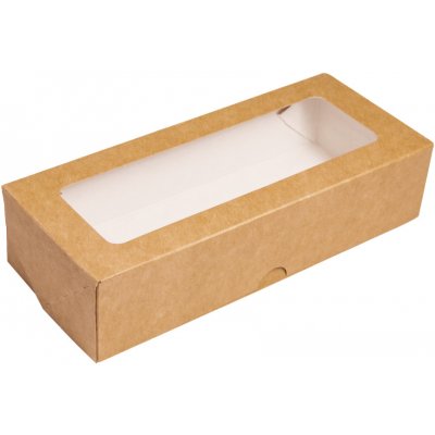 EcoRevolution Obaly Papírový box EKO na jídlo 170x70x40 mm hnědý s okénkem 500 ml