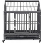 vidaXL Klec pro psy s kolečky a stříškou ocel 92 x 62 x 106 cm – Zboží Dáma