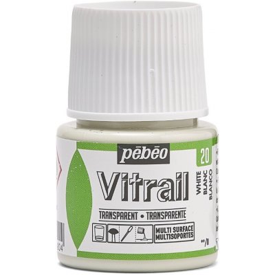 Pébéo Nevypalovací barva na sklo Vitrail 45 ml 20 White – Zboží Dáma