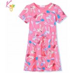 Kugo dívčí šaty HS9332 dívčí šaty s krátkým rukávem a kočičkami světle růžové – Sleviste.cz