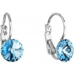 Swarovski Elements Rivoli vlepený krystal Dětské Ocelové náušnice visací modré kulaté 51031.3 Aquamarine modrá světlá azurová nebeská – Sleviste.cz