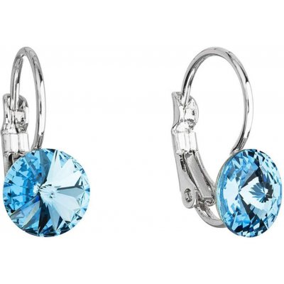 Swarovski Elements Rivoli vlepený krystal Dětské Ocelové náušnice visací modré kulaté 51031.3 Aquamarine modrá světlá azurová nebeská – Sleviste.cz