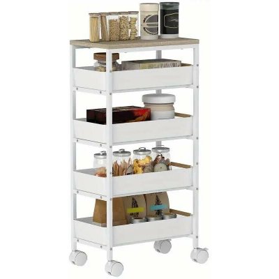 Servírovací stolek kolečka kov plast dřevo NoBi LORAN – Zboží Dáma