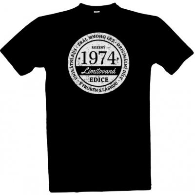 Tričko s potiskem Unikátní kus 1974 pánské Černá – Zboží Mobilmania
